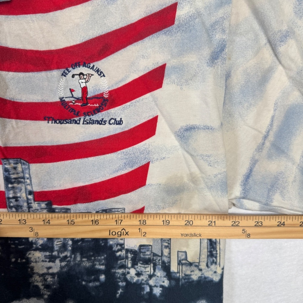 Vintage Tabasco American Flag NYC Skyline Polo Shirt Mens XL 2002 Golf Tee Off - Picture 3 of 9